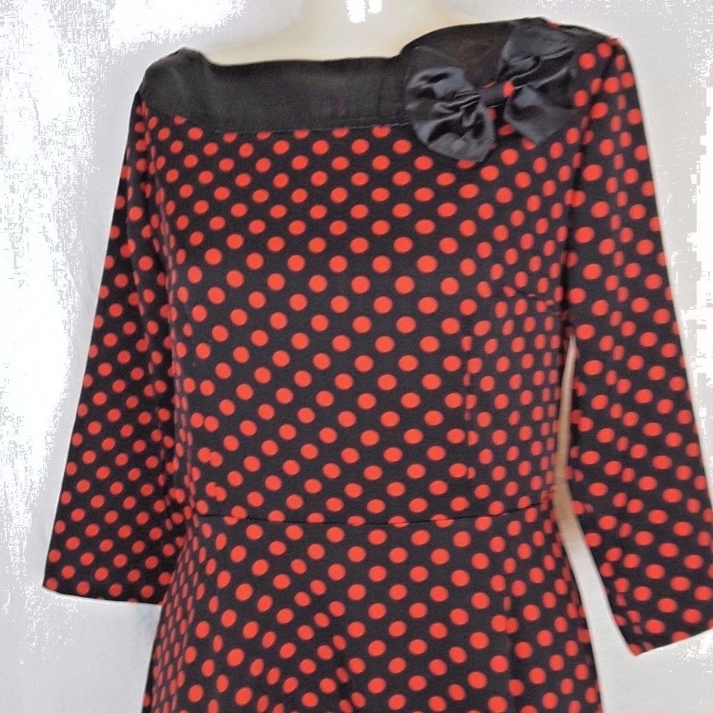 Black & Red Polka dot Pinup Rockabilly Dress Sz M